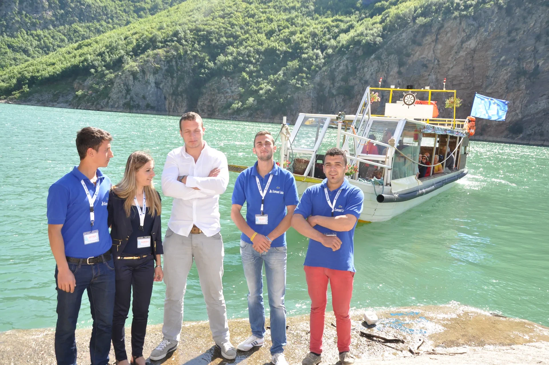 The dedicated crew of Mario Molla's tours ready to welcome guests at the pier.
