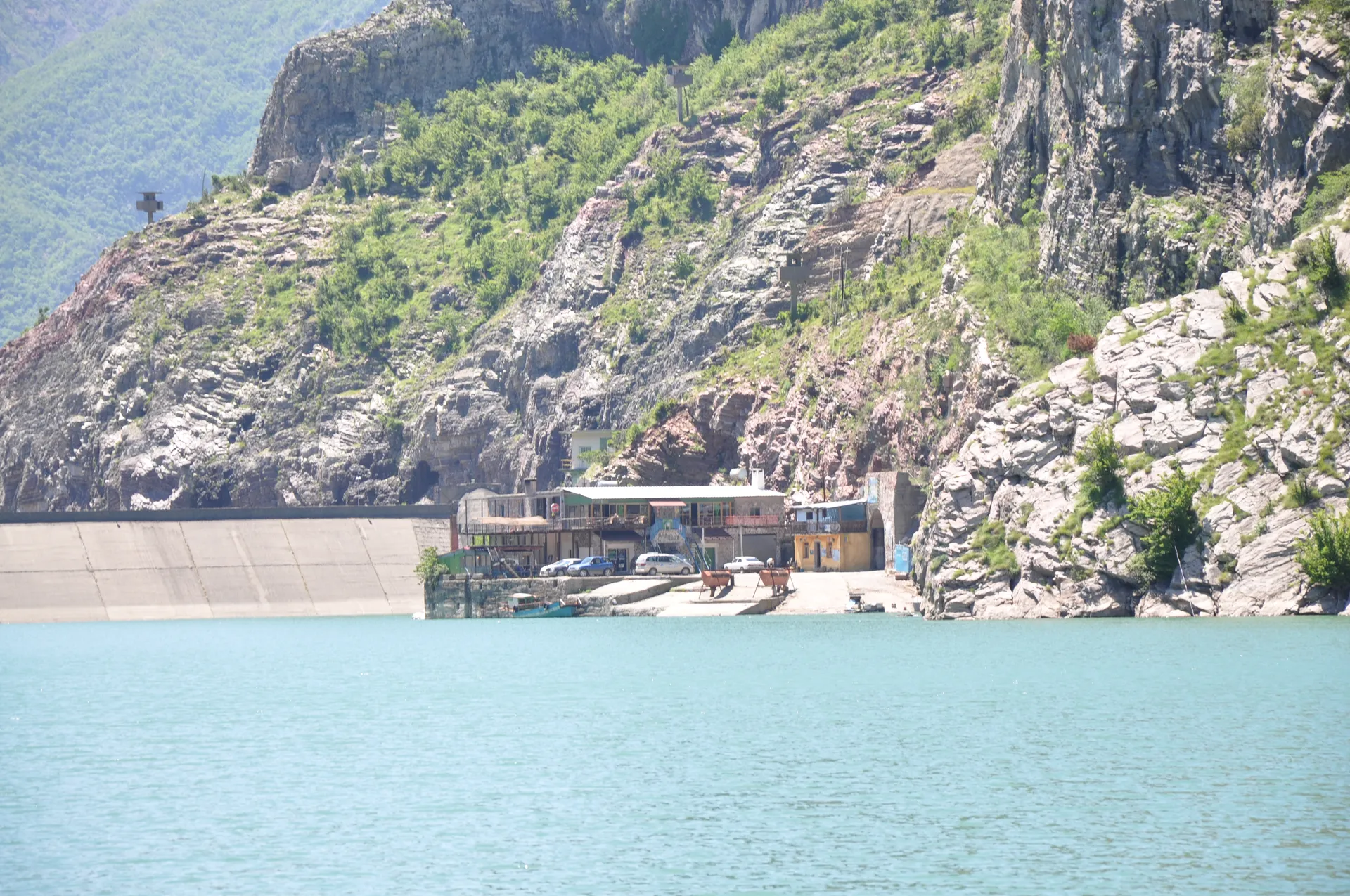 The Komani Lake ferry terminal and dam, the starting point of the journey.
