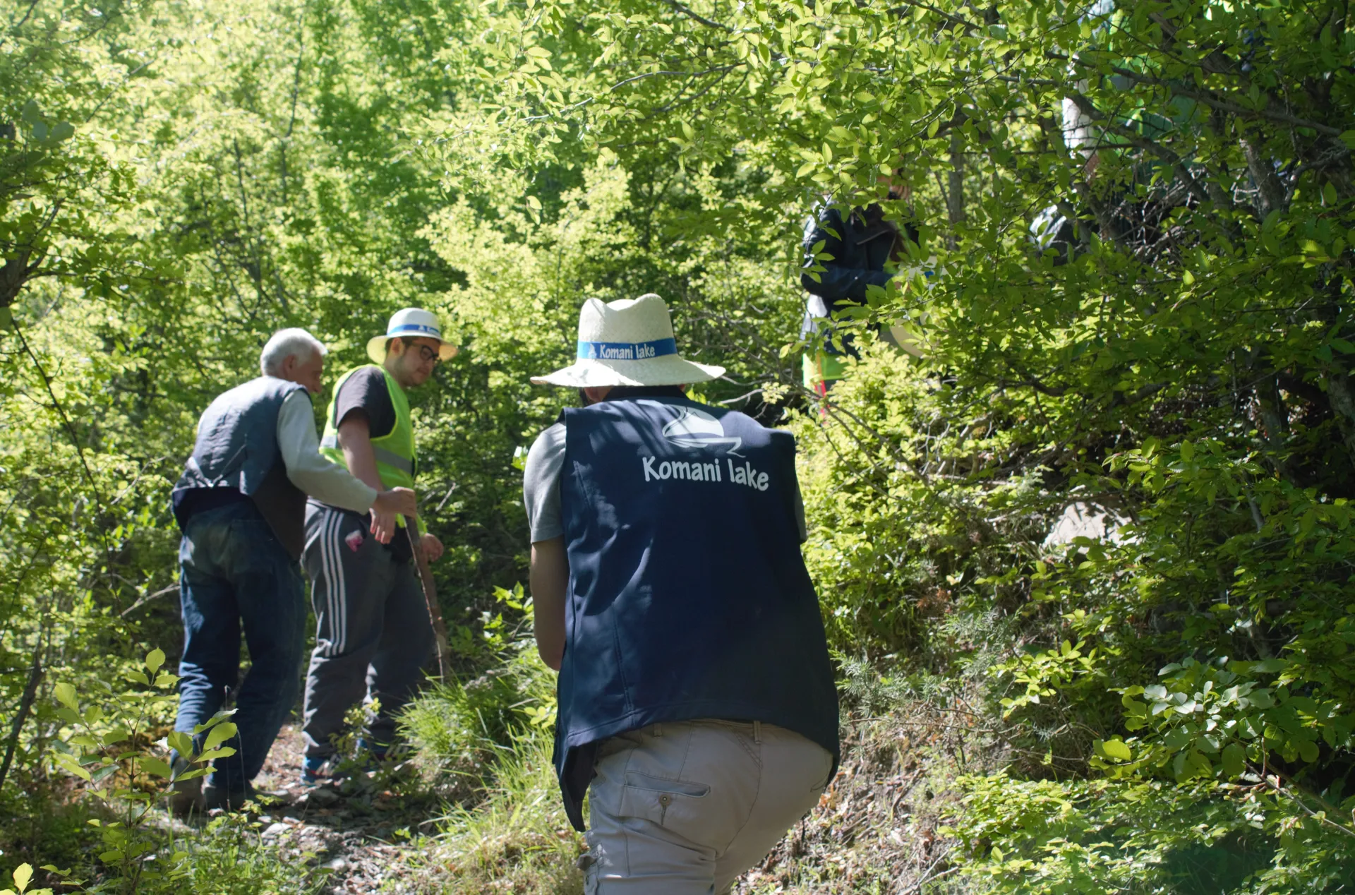 Shaded forest trail leading from the riverbank to hidden swimming spots and hiking paths.